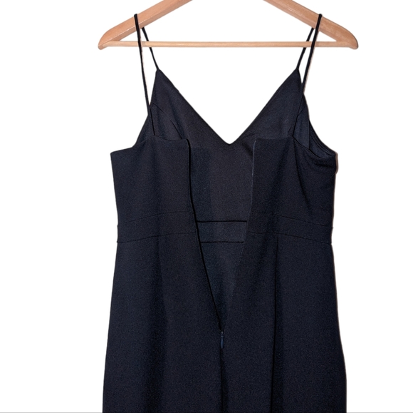 BHLDN Lyra V Neck Faux Wrap Crepe Midi Dress Navy Blue Stretch Wedding Party - Picture 8 of 12